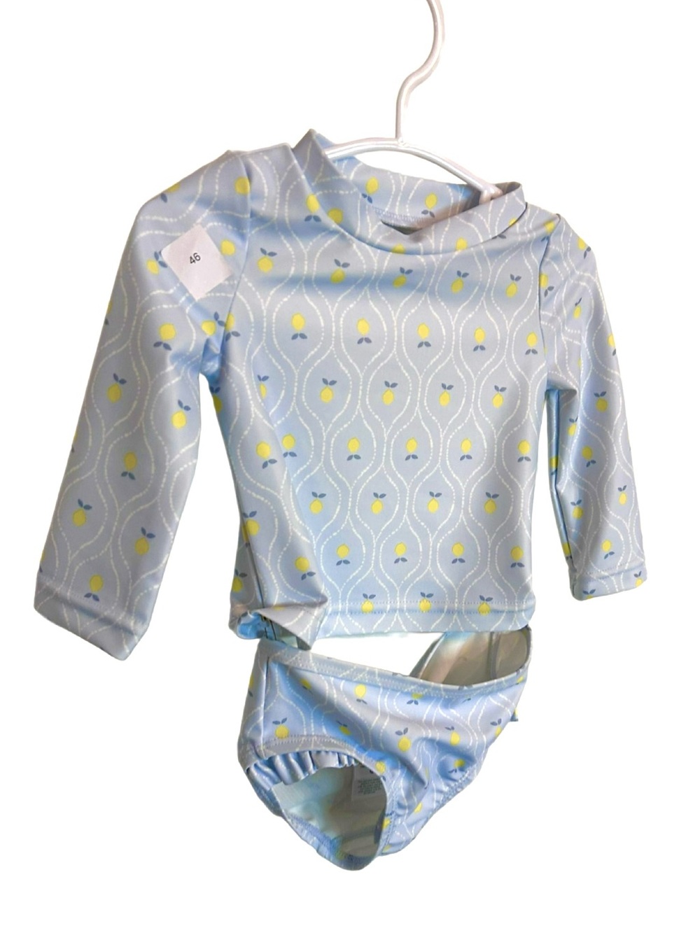 Carter's Just One You, baby girls, 2pc, blue &lemon printed long-sleeve swimsuit